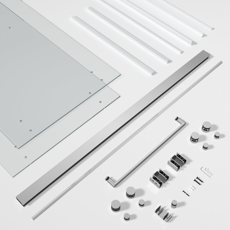 Chrome Frameless Double Sliding Shower Door with Clear Glass