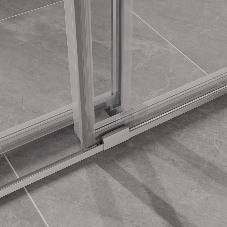 Chrome Frameless Double Sliding Shower Door with Clear Glass