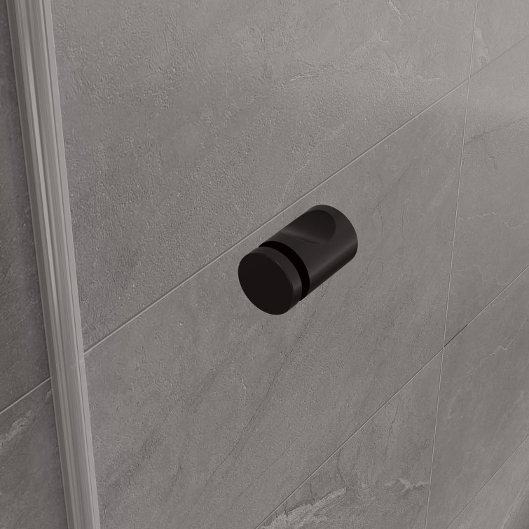 Matte Black Frameless Double Sliding Shower Door with Clear Tempered Glass