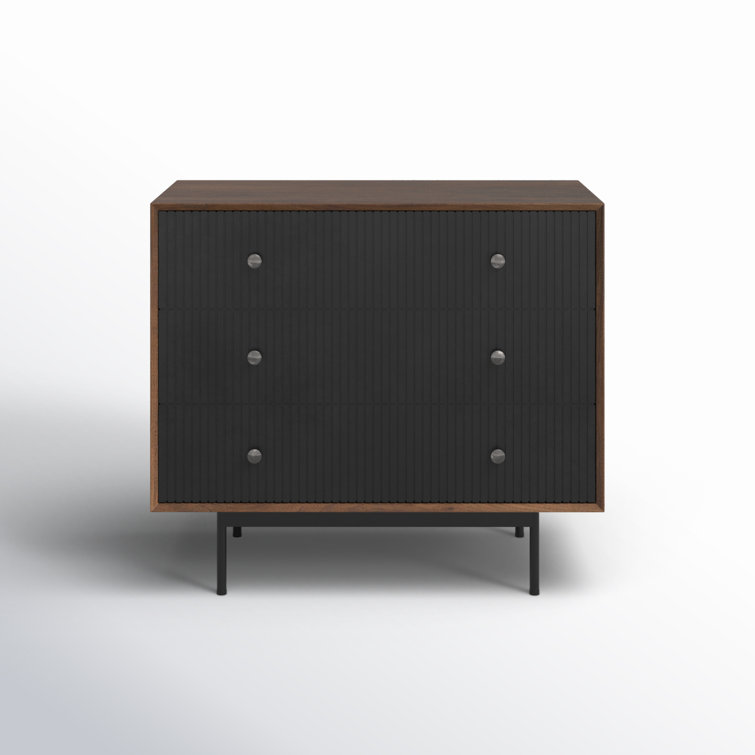 Medium Brown and Black Solid Wood Office Storage Cabinet