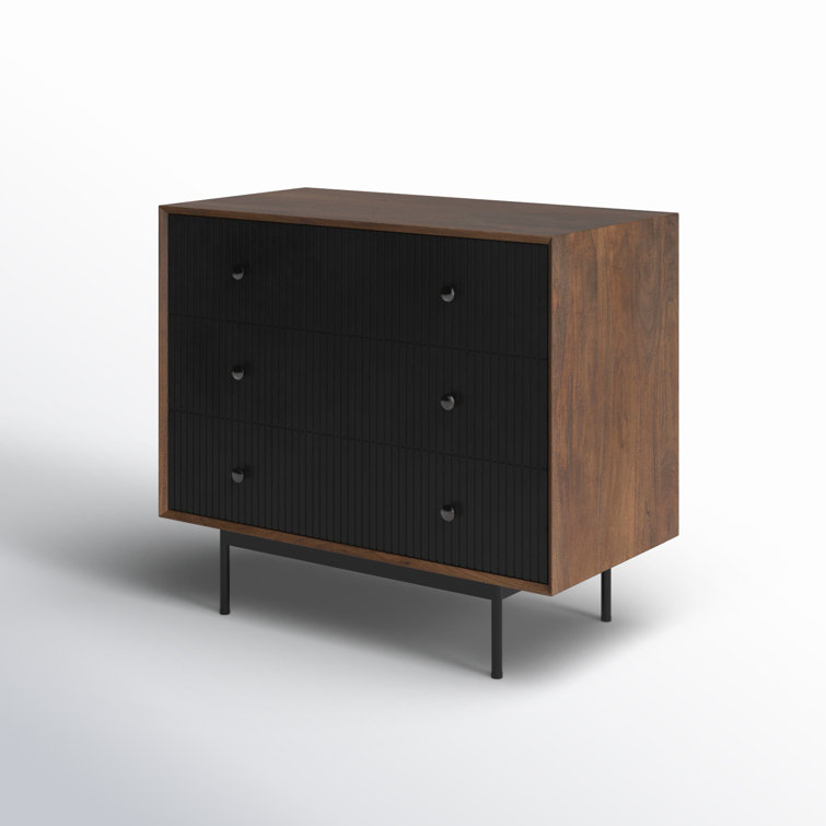 Medium Brown and Black Solid Wood Office Storage Cabinet