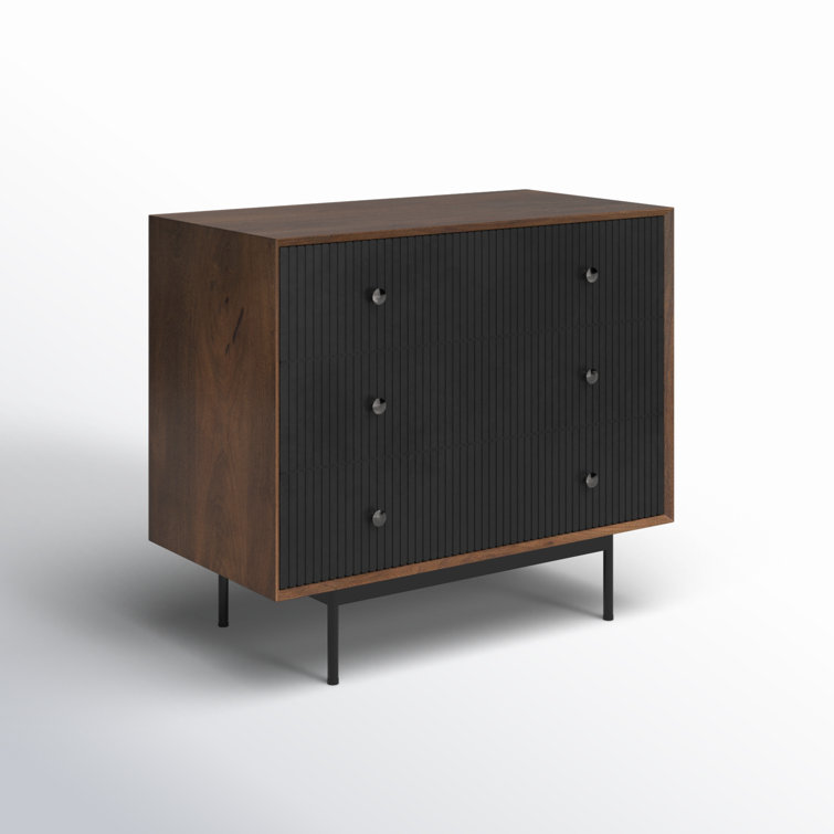 Medium Brown and Black Solid Wood Office Storage Cabinet
