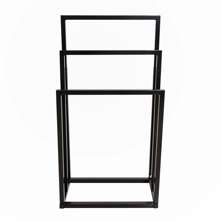 Black Chrome Metal Freestanding 3-Tier Towel Rack