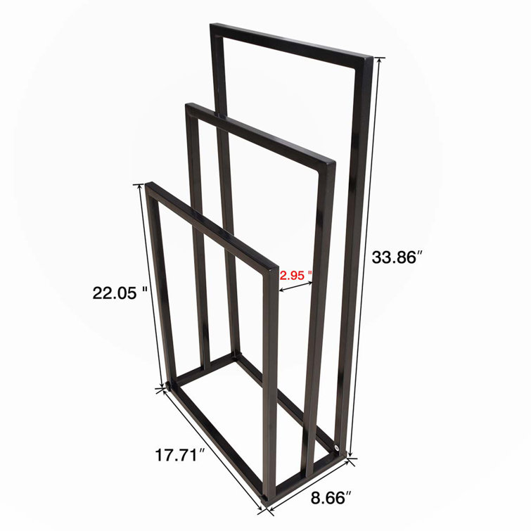 Black Chrome Metal Freestanding 3-Tier Towel Rack