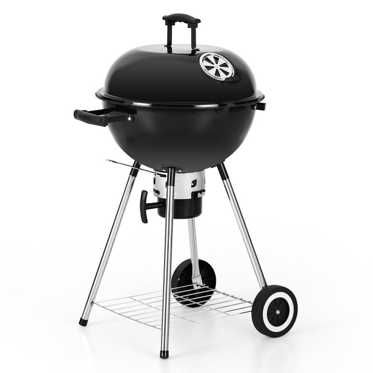 Black Porcelain-Enamel 18" Kettle Charcoal Grill with Ash Catcher