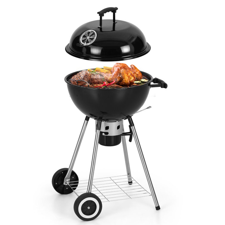 Black Porcelain-Enamel 18" Kettle Charcoal Grill with Ash Catcher