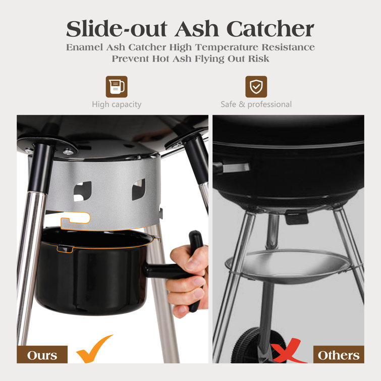 Black Porcelain-Enamel 18" Kettle Charcoal Grill with Ash Catcher
