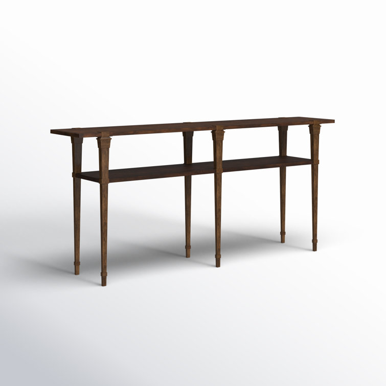 Traditional Brown Solid Wood Rectangular Console Table with Storage