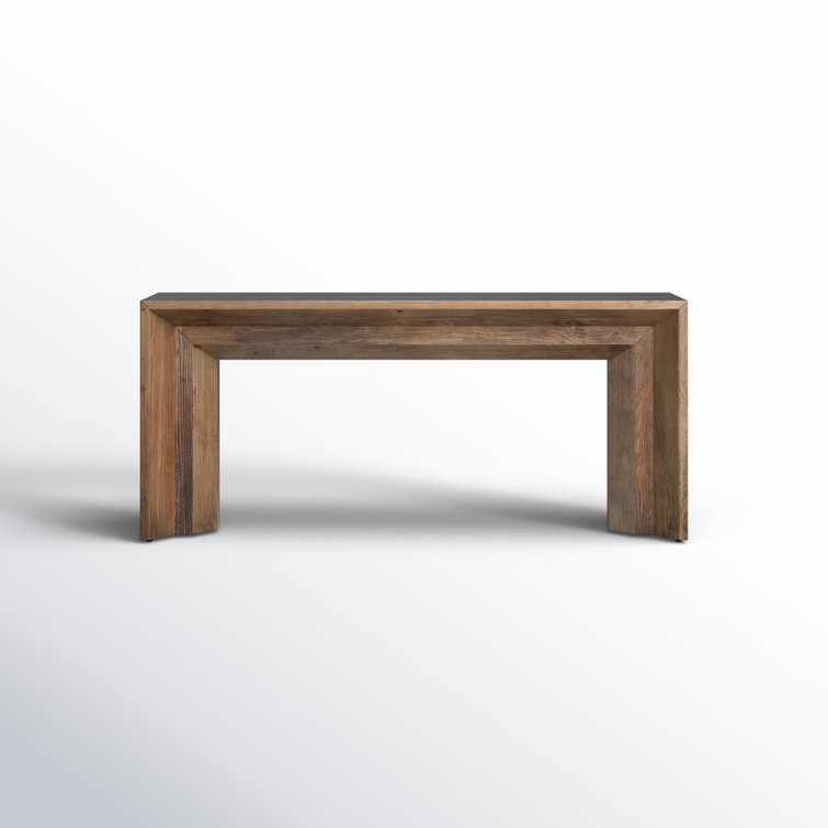 Transitional Gray-Brown Elm and Concrete 72'' Console Table