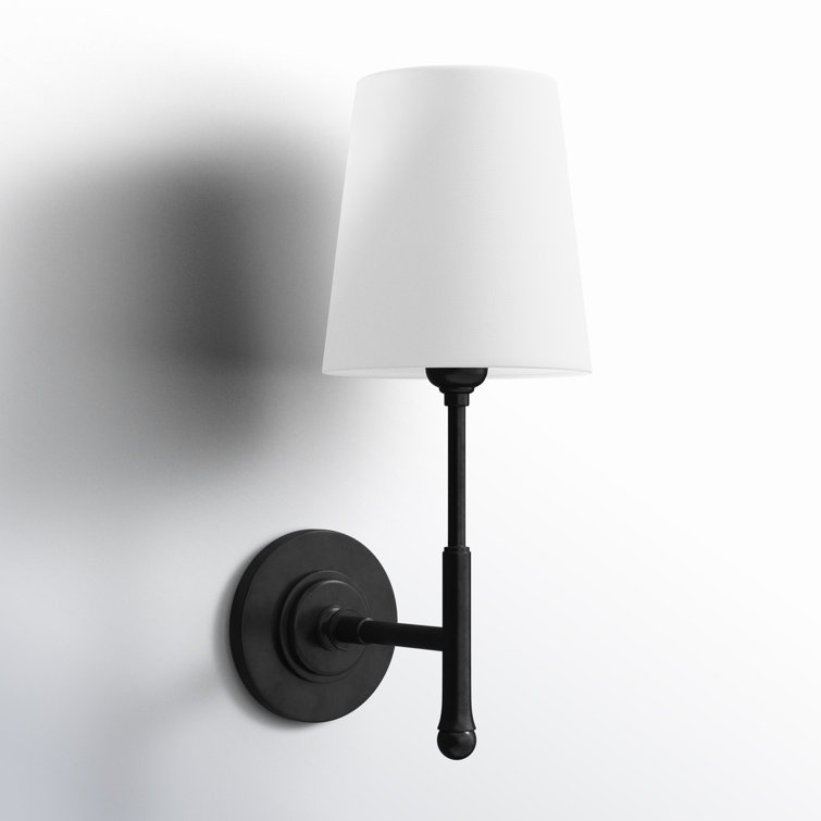 Aged Iron and White Linen 1-Light Dimmable Wall Sconce