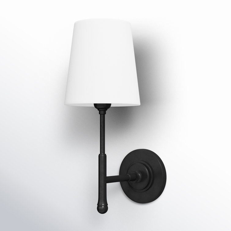 Aged Iron and White Linen 1-Light Dimmable Wall Sconce