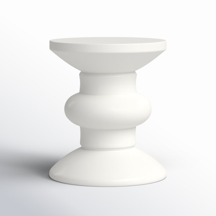 Ivory Geometric Concrete Outdoor Accent Stool