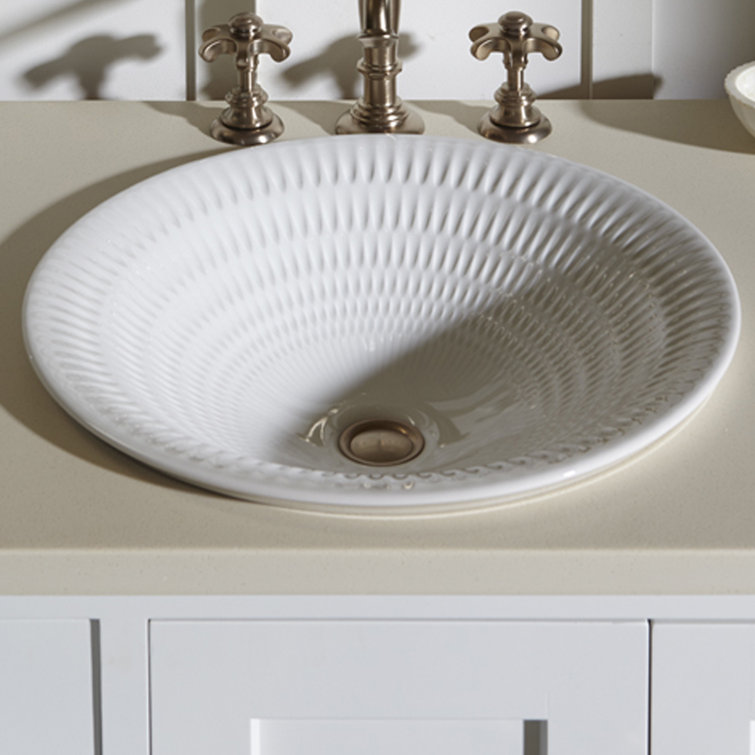 Translucent White Ceramic Round Vessel Bathroom Sink