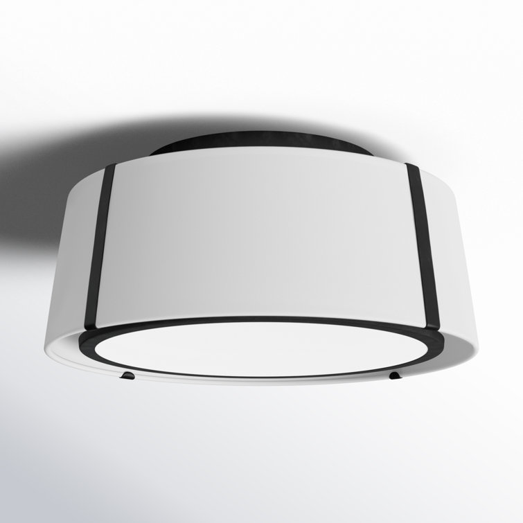 18'' Black and White Silk Drum Semi-Flush Mount Light