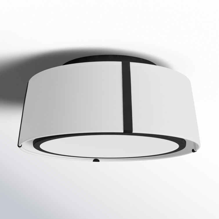 18'' Black and White Silk Drum Semi-Flush Mount Light