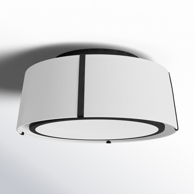 18'' Black and White Silk Drum Semi-Flush Mount Light