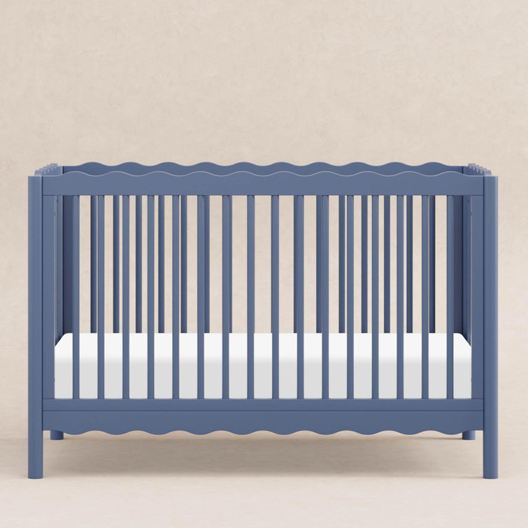 Cove Blue Pine Wood 4-in-1 Convertible Crib with Toddler Bed Kit