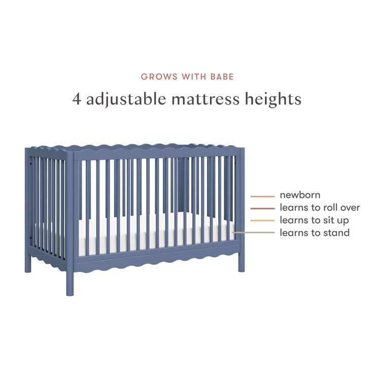 Cove Blue Pine Wood 4-in-1 Convertible Crib with Toddler Bed Kit