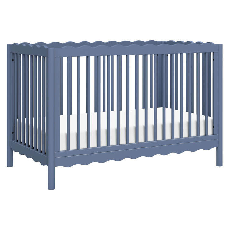 Cove Blue Pine Wood 4-in-1 Convertible Crib with Toddler Bed Kit