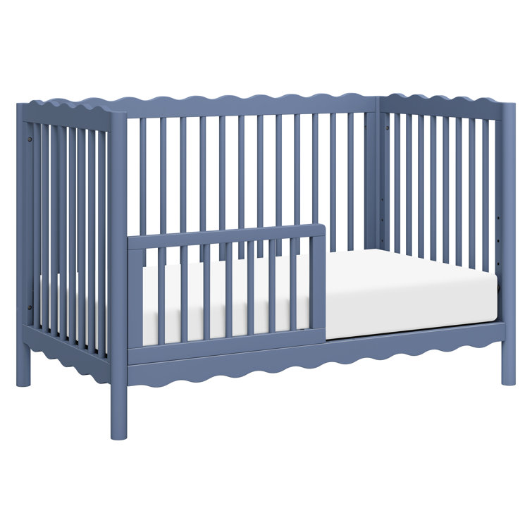 Cove Blue Pine Wood 4-in-1 Convertible Crib with Toddler Bed Kit