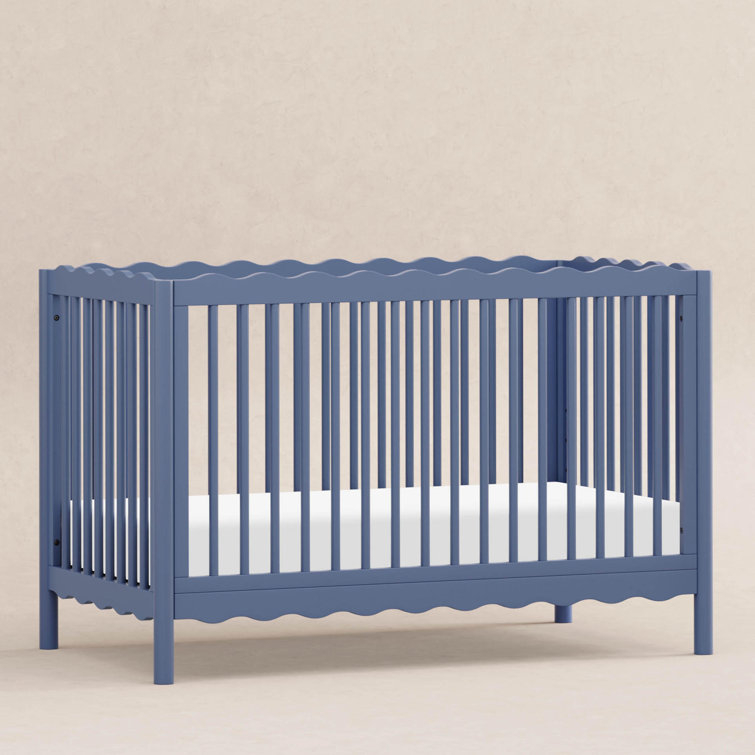 Cove Blue Pine Wood 4-in-1 Convertible Crib with Toddler Bed Kit