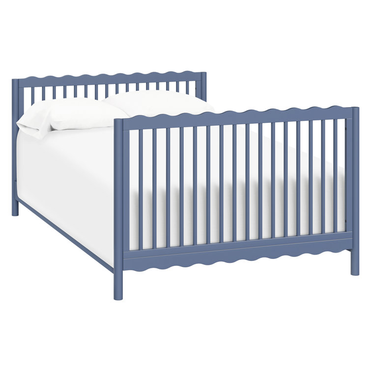 Cove Blue Pine Wood 4-in-1 Convertible Crib with Toddler Bed Kit