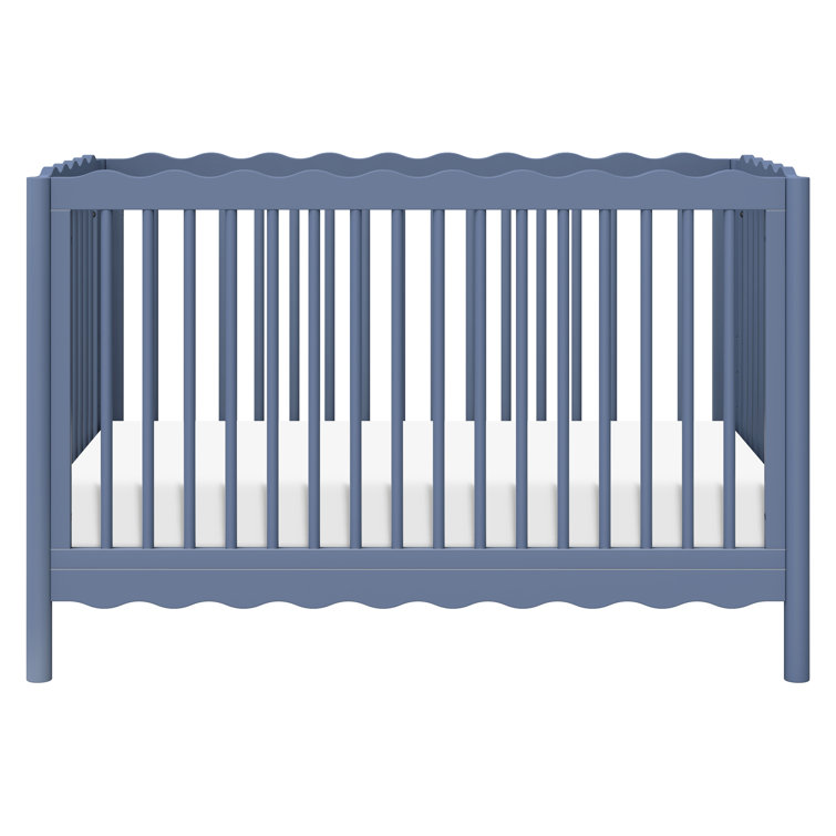 Cove Blue Pine Wood 4-in-1 Convertible Crib with Toddler Bed Kit