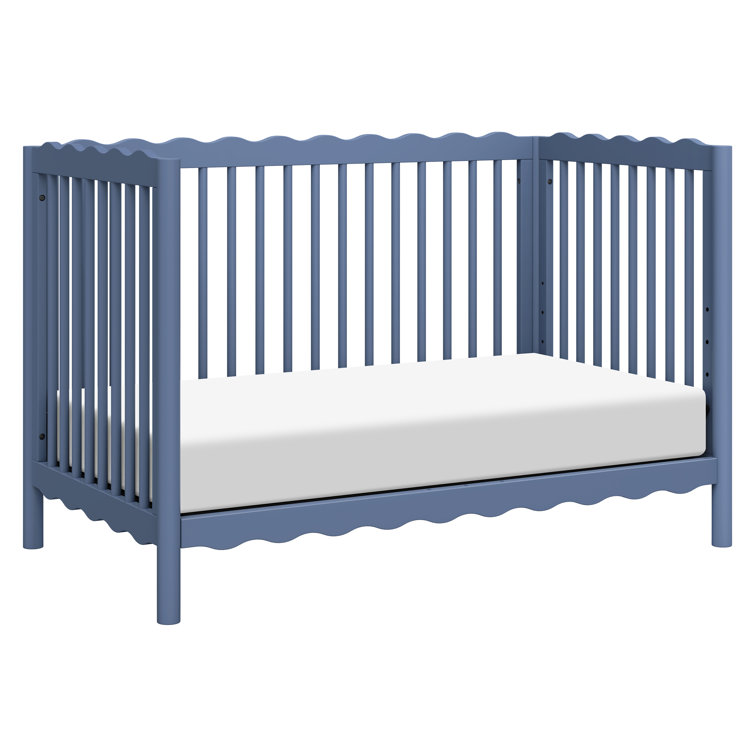 Cove Blue Pine Wood 4-in-1 Convertible Crib with Toddler Bed Kit
