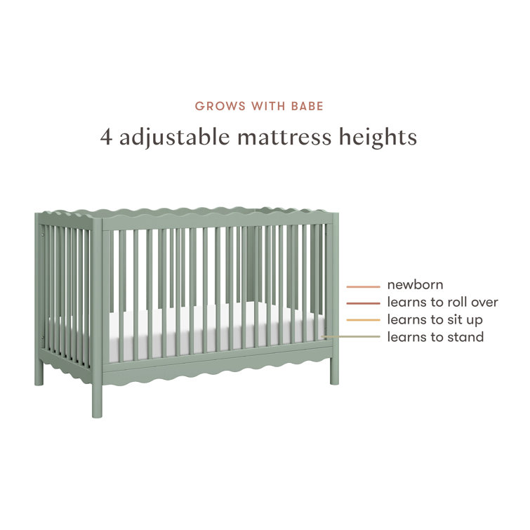 Light Sage Sustainable Pine Wood 4-in-1 Convertible Crib