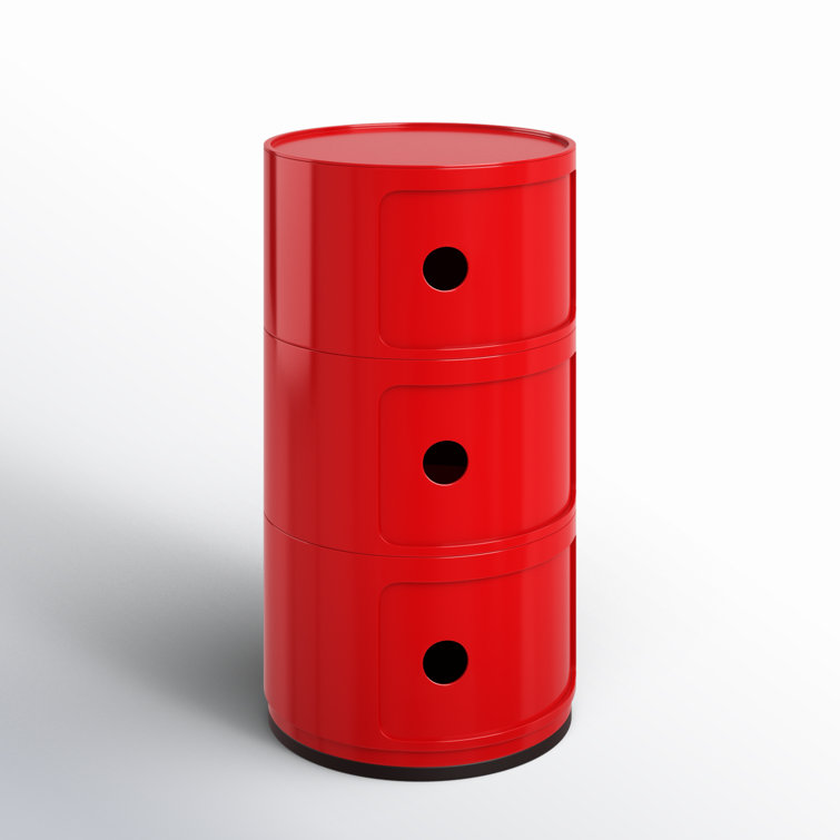 Componibili 3-Compartment Red ABS Plastic Storage Unit