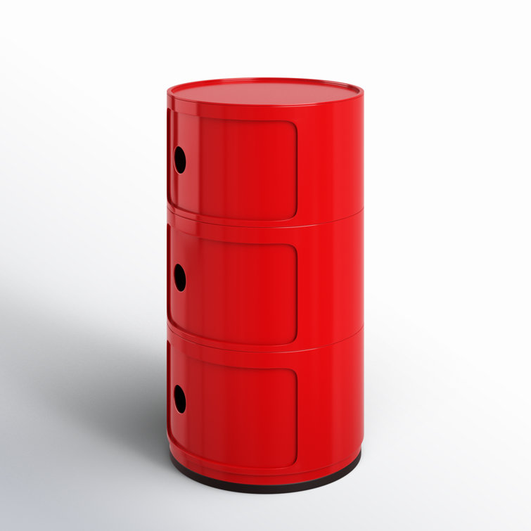 Componibili 3-Compartment Red ABS Plastic Storage Unit