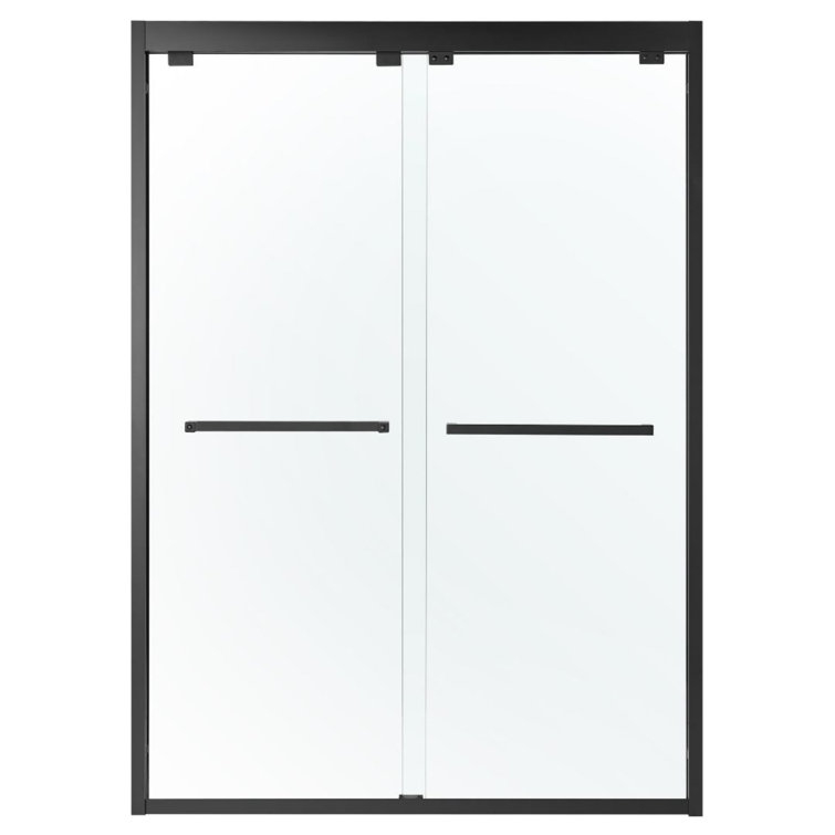 Matte Black Frameless Double Sliding Shower Door with Clear Glass