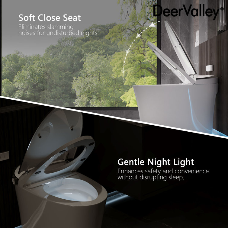 White Elongated Smart Bidet Toilet with Heated Seat and Remote