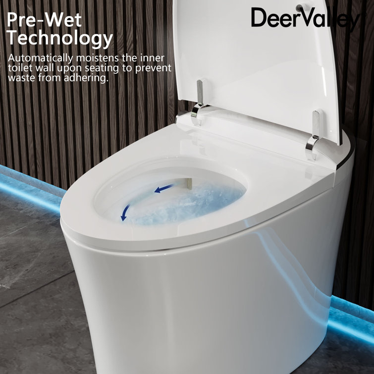 White Elongated Smart Bidet Toilet with Heated Seat and Remote