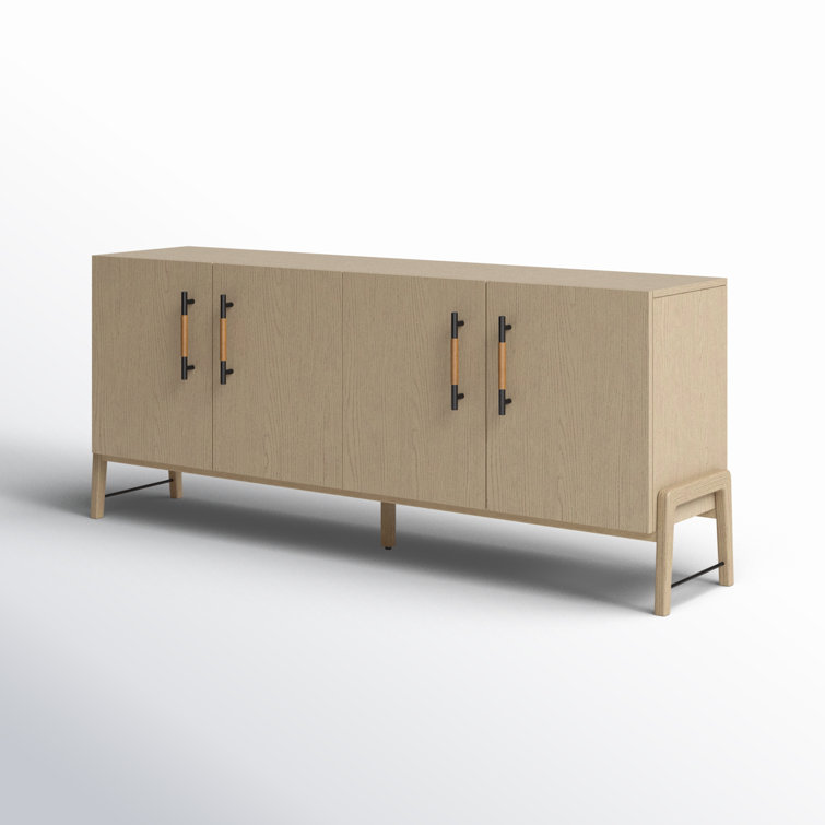 Yucca Oak Veneer Sideboard with Leather Accents