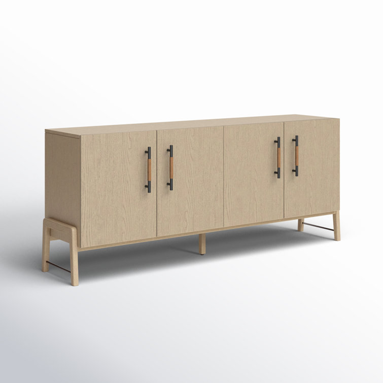Yucca Oak Veneer Sideboard with Leather Accents