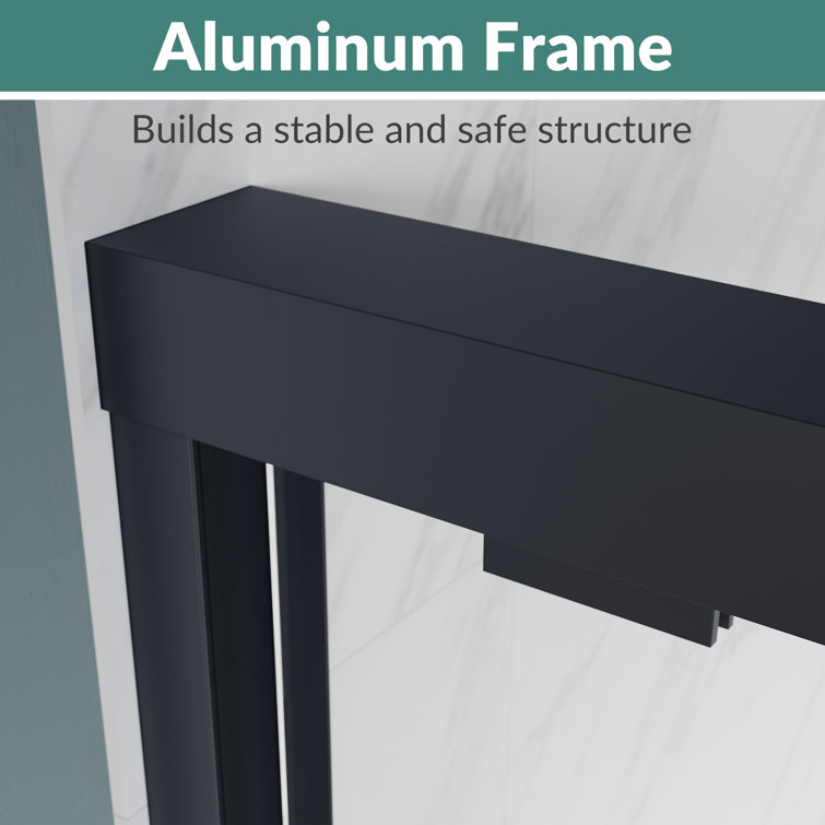 60''W x 72''H Matte Black Framed Clear Tempered Glass Shower Door