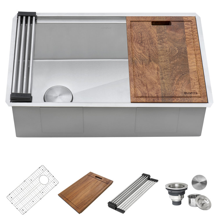 Ruvati 27" Stainless Steel Undermount Workstation Kitchen Sink