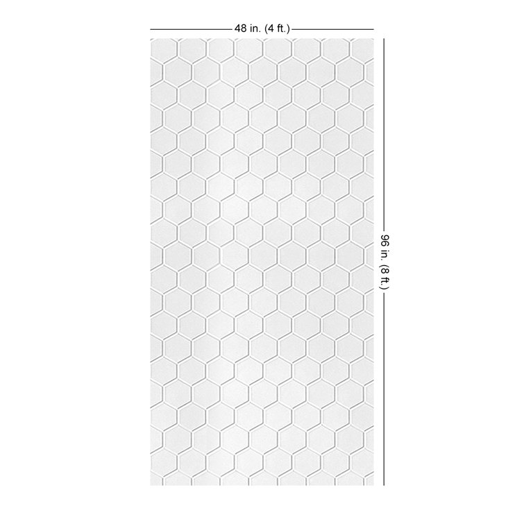 Hex 4ft x 8ft Gloss White 3D PVC Decorative Wall Panels