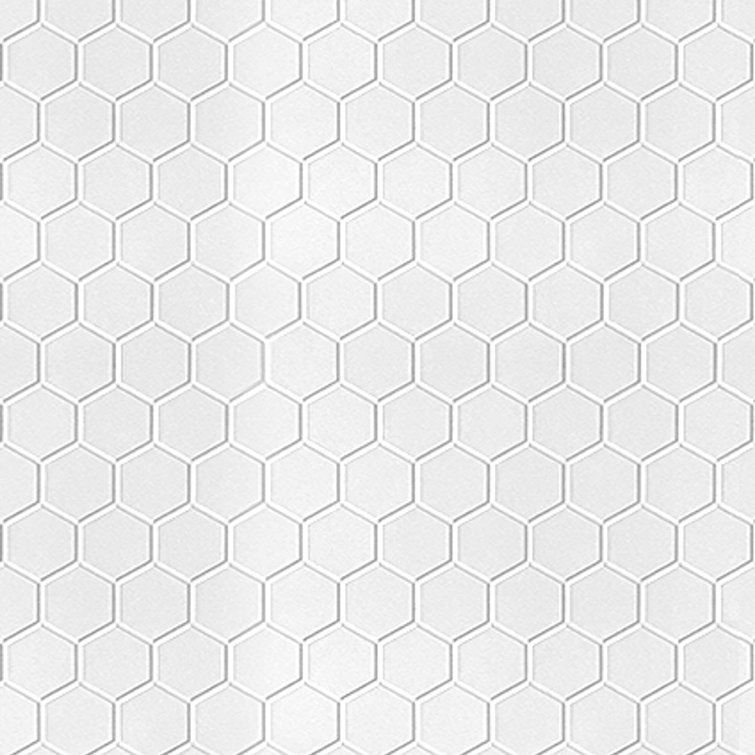 Hex 4ft x 8ft Gloss White 3D PVC Decorative Wall Panels