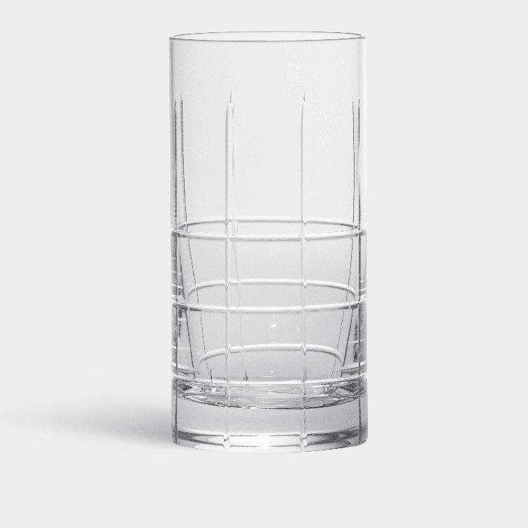 Handmade Geometric Clear Glass Highball Set of 4