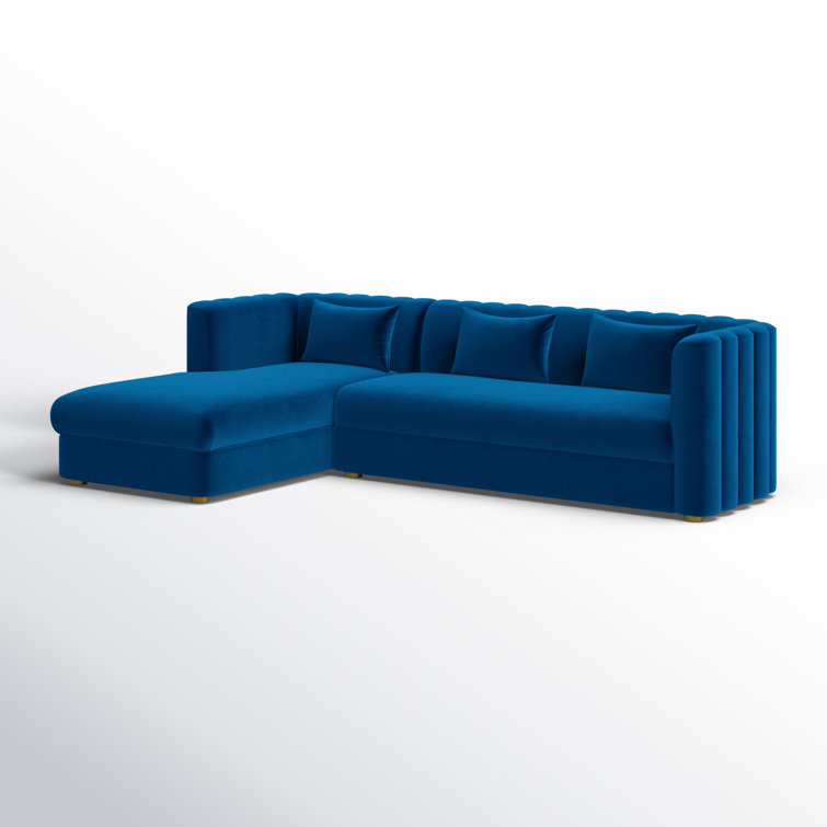 Navy Velvet Tufted Two-Piece Sectional Sofa