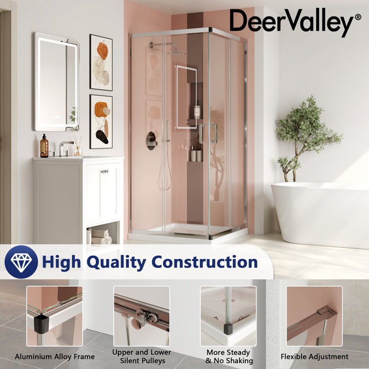 36"W x 36"D x 72"H Framed Square Tempered Glass Shower Enclosure