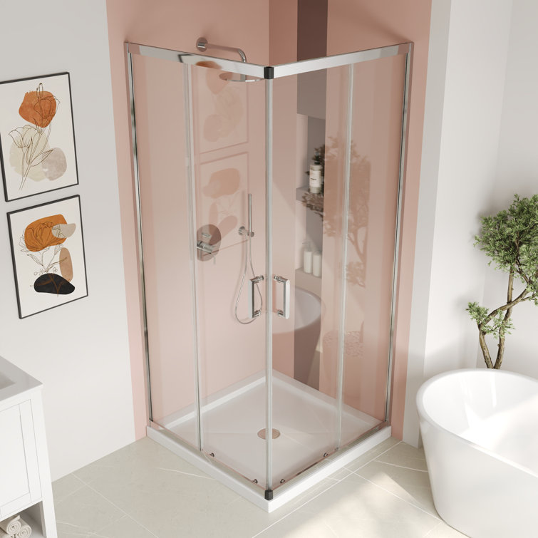 36"W x 36"D x 72"H Framed Square Tempered Glass Shower Enclosure