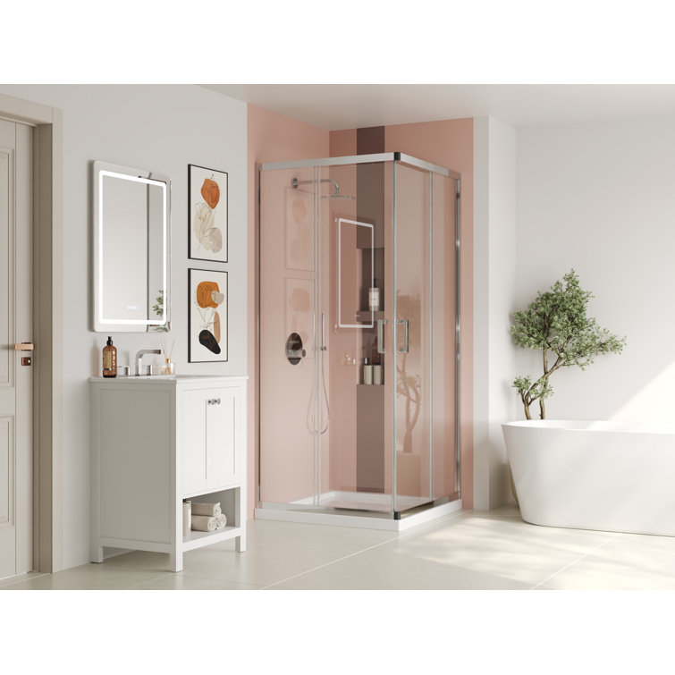 36"W x 36"D x 72"H Framed Square Tempered Glass Shower Enclosure