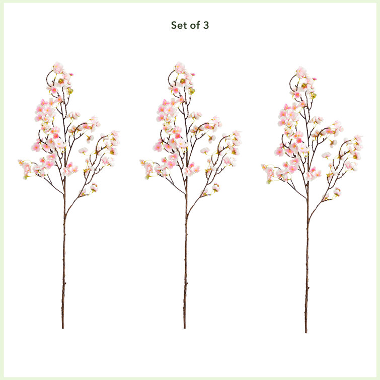 41in Pink Artificial Cherry Blossom Flower Stems Set