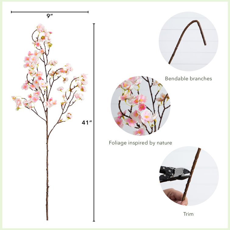 41in Pink Artificial Cherry Blossom Flower Stems Set