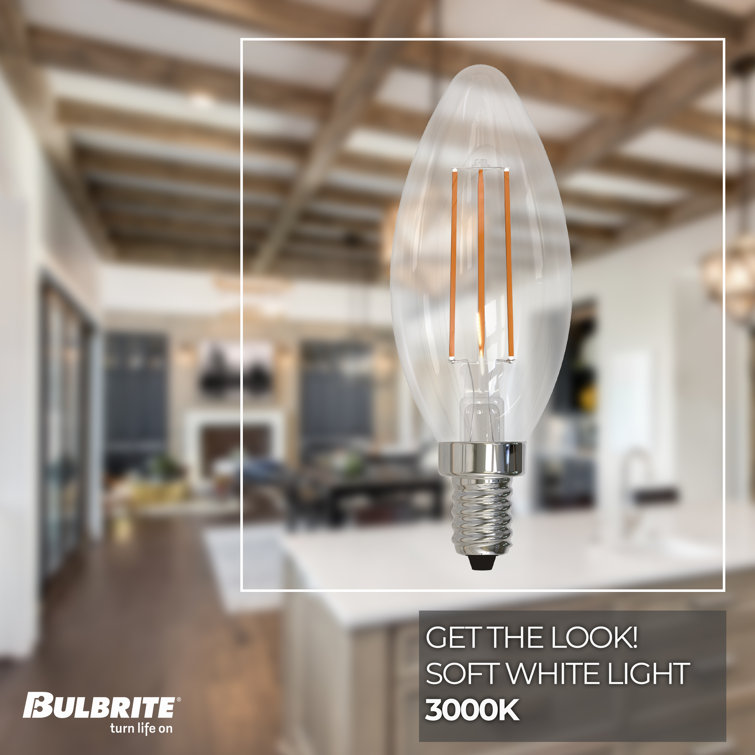 Clear Dimmable LED Edison Candle Light Bulb, 4-Pack