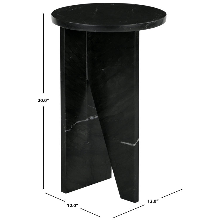 Black Marble Round Pedestal Accent Table