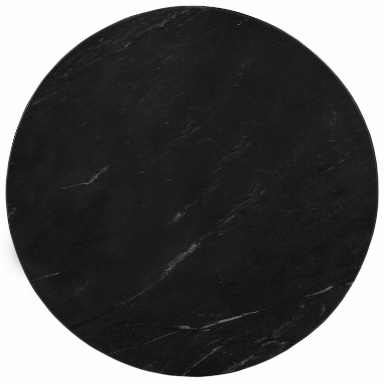 Black Marble Round Pedestal Accent Table